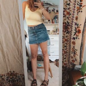 Lucky brand denim skirt with embroidered detail